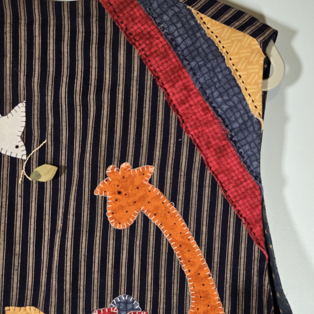 Handmade Patchwork Animal Vest Folk Art Style M/L Noah's‎ Ark Vest - Picture 6 of 9